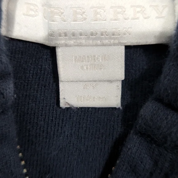 Burberry Kids Navy Blue Zip Up Hoodie Cotton Size 4Y - Picture 5 of 10